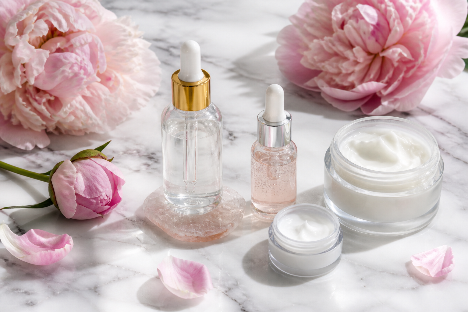 Skincare flat lay