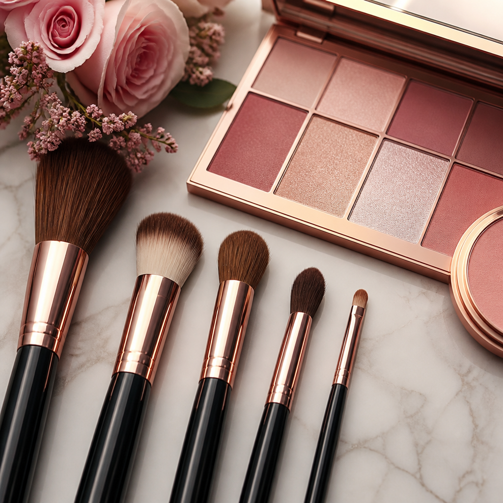 Makeup palette and brushes